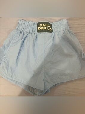 Daily Drills Pale Light Blue Bounce Run Shorts with high waist, Athletic Shorts